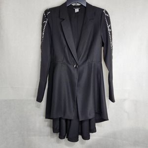 Venus Ruffle Back Blazer Hi Lo Tails Size Black White Cut Out On Sleeves